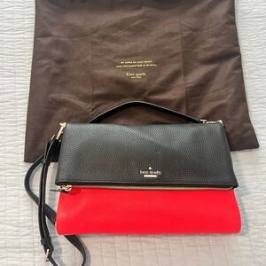 Kate Spade Black and Red Crossbody Bag with Gold Hardware